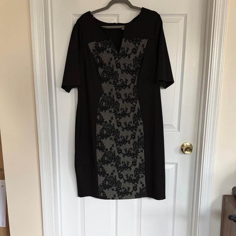 Dress Barn Stylish Black Dress Midi Dress with Accents